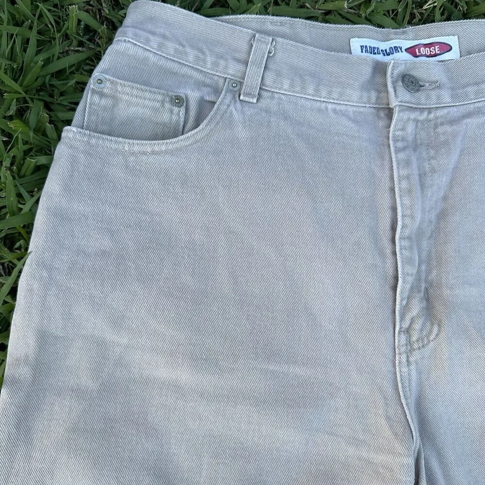 Vtg Y2K Faded Glory Jean Shorts Mens Size 38 Tan Loose‎ Fit Skater Denim